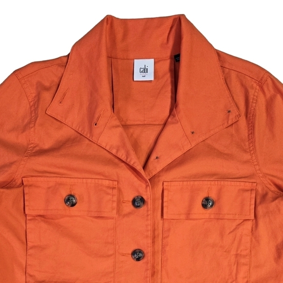 Cabi 5098 Tiger Lily Resort Jacket Orange Button-Up Colorful Beachy Vacation - Picture 4 of 8